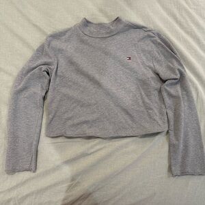 Tommy Hilfiger Long Sleeve Cropped Tee - Grey Mock Neck